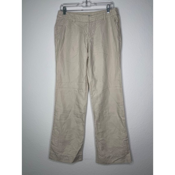 J.Crew Pants - J.Crew City Fit Linen Cotton Blend Straight Leg Pants Beige Tan‎ Womens 4 Y2K